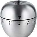 Apple Kitchen Timer Cute Manual, Stainless Steel Metal Mechanical Visual Countdown Cooking Timer with Loud Alarm for Kitchen Cooking Baking Sports