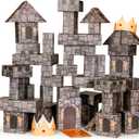 National Geographic Jumbo Cardboard Building Blocks 45-Pc. Extra-Thick Cardboard Bricks for Kids, Build a Castle Play House, Indoor Playhouse, Large Building Blocks, Kids Giant Blocks