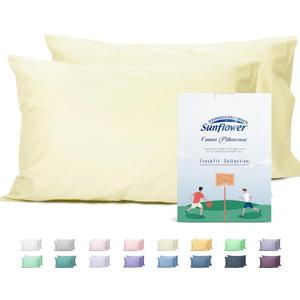 Sunflower Queen Pillowcases Set of 2, 100% Cotton Queen Pillow Cases 2, 2030 inches Cream, Soft and Breathable