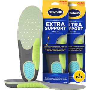 Dr. Scholl's Extra Support Shoe Insoles for Women, Size 6-11, 2 Pairs: Designed for Plus-Size and Tall Women, Arch Inserts - Helps Reduce Lower Back Pain and Foot & Leg Fatigue, Size: Women - Size 6-11 (2 Pairs)