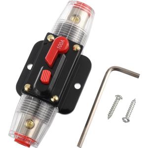 BOJACK 100A Audio Inline Circuit Breaker Reset Fuse Holder 12-24V DC Manual Reset Fuse Holder 3-15 AWG Overload Protection for Car Audio Sound Amplifier System RV Marine Boat Truck Solar Inverter