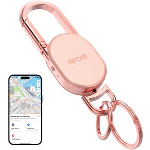Keychain Tracker, Keys Finder Works Compatible with Find My App (iOS Only), Heavy Duty Keychain Carabiner Car Key Chains for Men, Anti-Lost Tracker with Keyrings, Rechargeable & Waterproof, Rose Gold