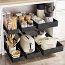 SOLEDI 3pack Pull Out Cabinet Organizer, Pull Out Drawers for Cabinets, Sliding Drawers for Cabinets Organizer, Slide Out Drawers for Kitchen Cabinets, Pantry, Bathroom Cabinet. Black