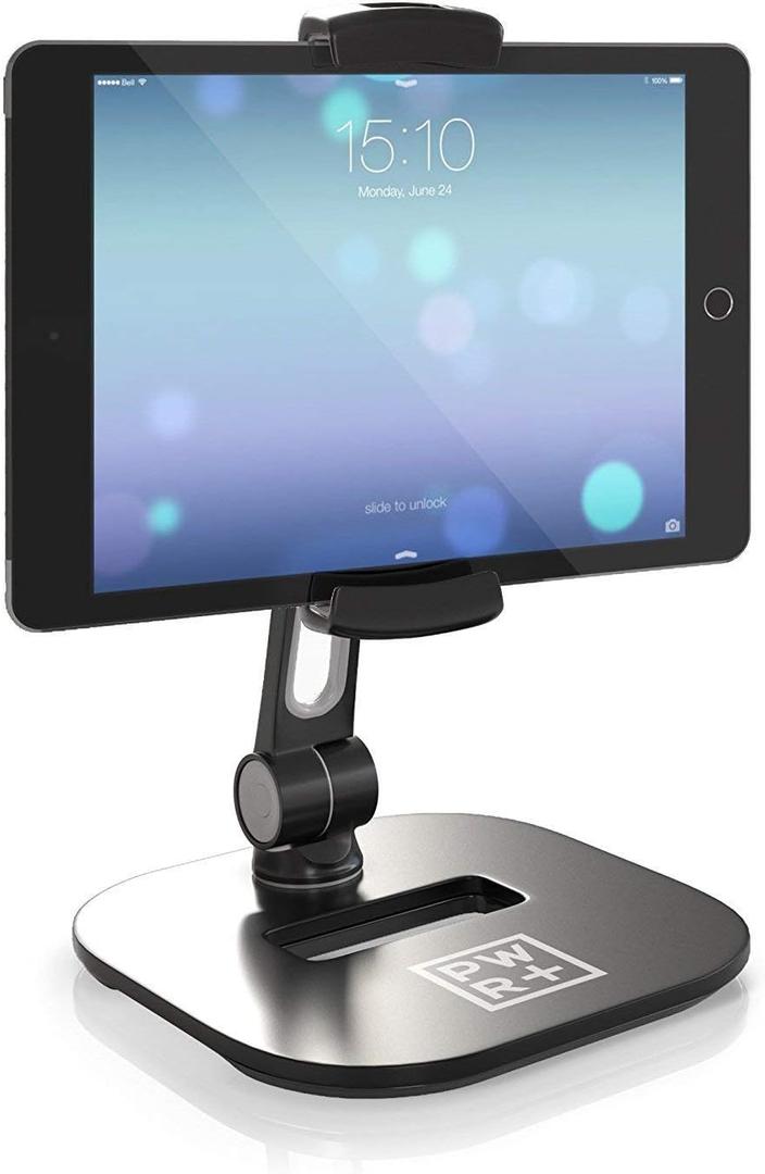 Tablet Stands and Holders Adjustable: Tablet Cell Phone Holder 360 Degree Swivel Angle Rotation for 4 to 11 inches Tab Phone iPad Samsung Galaxy Perfect POS Kitchen Bedside Office Table Reception