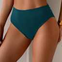 Eomenie Cheeky Sexy Bikini Bottom for Women Ruched Swim Bottom | High Waisted, Tummy Control, Tankini Bottoms Only, Modest Coverage, Front Lining, Plus Size, Thong (Blue, S)