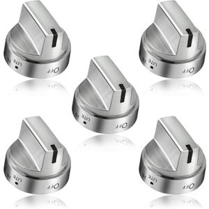 5 Pack Stainless Steel WB03x24818 Gas Stove Knob Replacement for ge,PS11729081 AP5989029 Stainless Steel Stove Replacement Knobs,Compatible with ge Stove KnobNot Universal