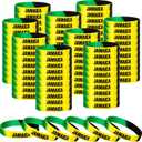 Leitee 100 Pcs Jamaican Silicone Bracelet Bulk Black Yellow Green Jamaican Country Flag Rubber Wristband for Men Women Birthday Party