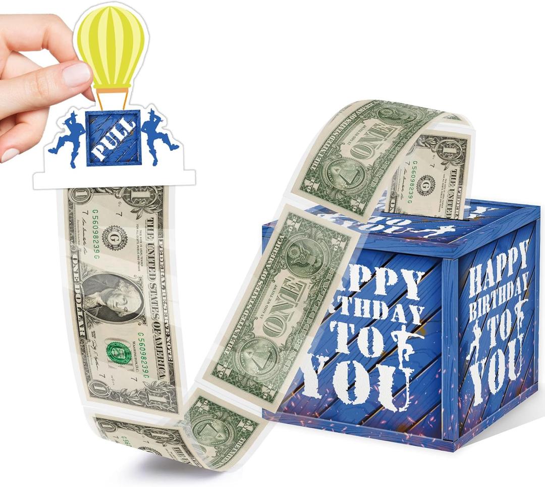 3 x Surprise Money Box for Cash Gift Set - Gaming Birthday Money Box Gifts Pull, Fun Gifts for Kids Boys Teens Video Game Lover, Birthday Party Decorations (35 Pcs Transparent Bags)