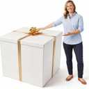 gisgfim 28 Inches Extra Large Gift Box Giant Gift Boxes with Lid Ribbon Pull Bow for Gender Reveal Pregnancy Announcement Birthday Surprise Anniversaries Wedding Party and Other Celebrations(White), 1 Count