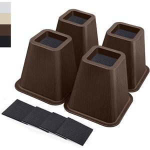 ANNKUT 6 Inch Heavy Duty Bed Risers, Furniture Risers for Desk, Chair, Table or Sofa, Couch Lift Risers, Supports up to 2200 lbs per Leg(4 Pack Brown)