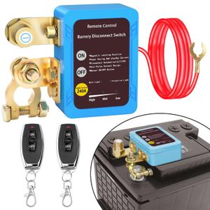 Remote Battery Disconnect Switch 12v, 240A, Upgrade Smart Voltage Car Kill Switch Anti-Theft, Prevent Battery Drain, Remote Battery Kill Switch for Car, Truck, RV (High Installation)