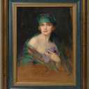 Antique French Painting Frame for 18x24 Stretched Canvas, 3.5" DIY Wood Wall Frame for Landscape Family Animal Memorial Portraits Wedding Housewarming Gift, No Glass & Back (Blue Gold)