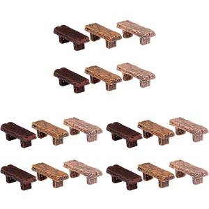 Veemoon 18Pcs Miniature Resin Bench Fairy Garden Accessories Mini Dollhouse Park Bench Decor Small Zen Garden Ornaments DIY Scene Furniture Decoration for Bonsai Terrariums Landscape, 2.21.6"