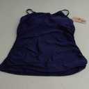 Womens Tankini Tops High Neck Bathing Suit Tops Slim Fit Ruched Swim Tops Only UPF50+ (Large, Blue)