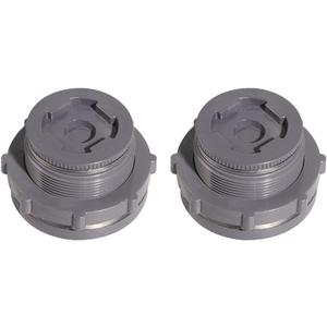 Ququyi 1.5 Inch PVC Bulkhead Water Tank Connector Adapter Fitting with Plugs Thru-Bulk Pipe Fitting for Rain Barrels, Aquariums, Ponds(Set of 2)