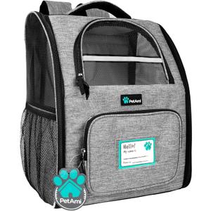PetAmi Dog Backpack Carrier for Small Large Cat, Pet, Puppy, Ventilated Pet Hiking Backpack Travel Bag, Airline Approved Cat Backpack Carrier, Camping Biking Dog Bag Up to 18lbs Pet, Grey