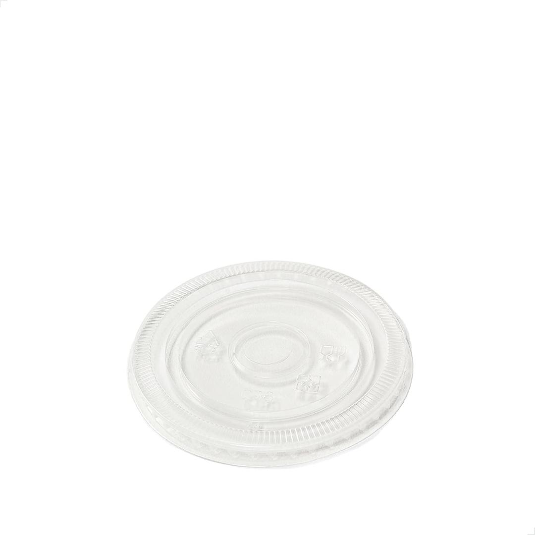 TOSSWARE NATURAL Flat Lid With Straw Slot Set of 50 - Plant Based 96mm Lids for Cold Cups - Plastic Alternative Straw Lids - Clear Flat Lids - Fits 10, 12, 16, 20 & 24oz Cups
