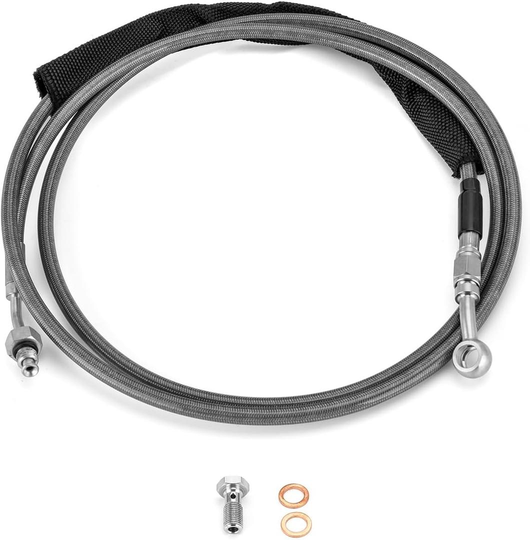 Mofun 76" Extended Hydraulic Clutch Line Stainless Steel Compatible with Harley Road King Electra Street Road Glide 2017-2020, Softail S Models and CVO Models 2017 Black