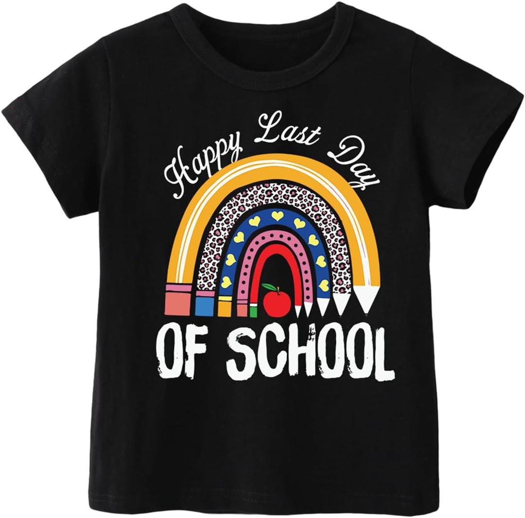 Last Day of School Shirt, Toddler Boys Girls Kids Graduation Shirts, Happy End of School Year Funny Graphic Tee Tops, 2-8T