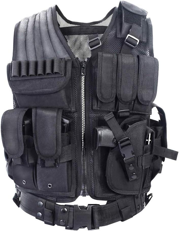 vAv YAKEDA Tactical Vest Outdoor Ultra-Light Breathable Training Airsoft Vest Adjustable for Adults (One Size, Black)
