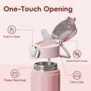 Konokyo FLOWPLAY 25oz Locking Push-Button Water Bottle with Silicone Spout,Leak-Proof,18/8 Stainless Steel Double-Wall Vacuum Insulated for Sports and Travel,BPA-Free,Pink