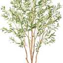 Bellacat 7ft Super Fuller Faux Olive Tree with White Decorative Planter & Multiple Real Wood Trunks, 84in Artificial Olive Tree with Realistic Fruits, Fake Olive Tree for Indoor & Outdoor Dcor