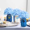 Lyrow 6 Pack Hanukkah Mason Jar Table Centerpiece Faux Hydrangea Floral Kitchen Table Decoration Hanukkah Tiered Tray Decor for Holiday Party Supplies (Blue)