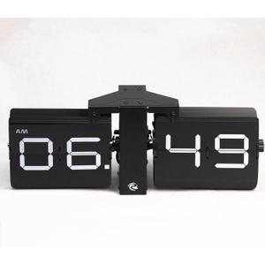 Retro Flip Clock, Battery Powered Desk & Wall Shelf Clock with Mechanical Number Display, Noise-Free Operation, Oversized Flip Digits, Modern Decor Gift for Home, Office, Studio