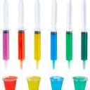 Vplus 50 Piece Jelly Shot Set Include 25 1.5 OZ Syringes and 25 2 OZ Small Cups with Lids, Reusable Jelly Shot Containers and Plastic Cups, Great for Halloween Thanksgiving Christmas Party