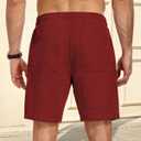 Men's Corduroy Shorts Casual Elastic Drawstring Lightweight Summer Beach Shorts with Pockets (Red, S)