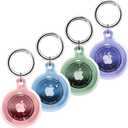 IPX8 Waterproof for Airtag Holder, 4 Pack for Apple for Airtags with Keychain, for Air Tag Case for Luggage, Dog Collar, Keys, Anti-Scratch Full Body Protective for Air Tags Holder4 Colors (A2-Pink/Blue/Green/Purple)