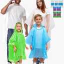 SANXINHT Disposable Rain Poncho Family 10 Pack for Adults & Kids with Hood - 2X-Thicker for Theme Parks, Travel & Outdoors