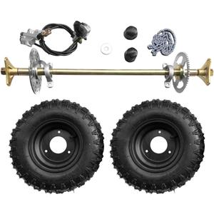 740mm 29 inch Go Kart Rear Axle Assembly Complete Wheel Hub Kit & 13 * 5-6 Wheel Tires with Rim & Brake Assembly & T8F Chain Suitable for DIY Go Kart Quad, Trike, Drift Bikes