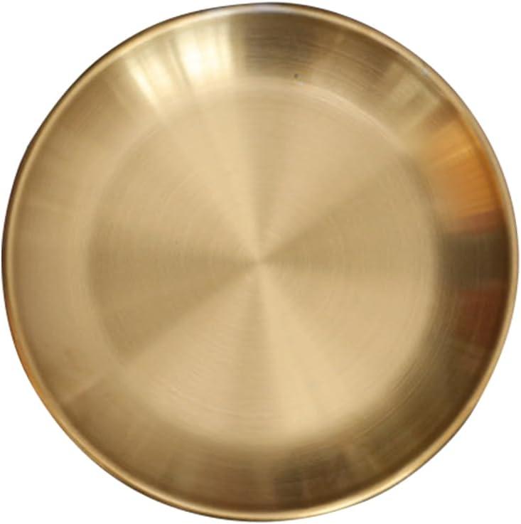 Round Brass Tray,Small Gold Decorative Tray Metal Storage Organizer Tray for Modern Home,Matte Brass Finish (14cm/5.5inch)