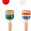 Cididu 12 Pcs Wooden Catch Ball Game, Mini Wood Ball Catching with String Cup, Vintage Catch Toys for Kids, Novelty Fun Party Games for Lawn Camping Beach, Hand Eye Coordination Educational Game