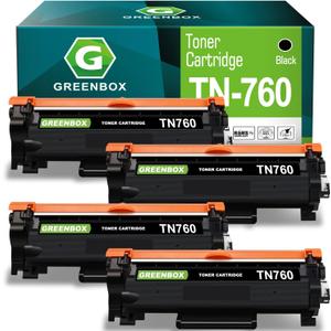 GREENBOX TN760 TN730 Toner Cartridges Black High Yield Replacement for Brother TN-760 TN-730 Toner for MFC-L2710DW HL-L2350DW HL-L2370DW HL-L2395DW MFC-L2750DW DCP-L2550DW HL-L2390DW Printer, 4 Pack