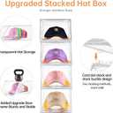 2 Pack Hat Organizer for Baseball Caps,Large Clear Cap Organizer with Drawer,Hats Holder Box for Closet with Sliding Tray,Stackable Hat Rack Display Case,Multi-use Hat Case for Caps,Each Holds 12 Hats
