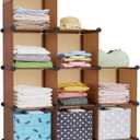 HOMIDEC Closet Organizers and Storage, 9 Cube Storage Organizer Cubes, Portable Closet Organizer Shelves for Clothes, Bedroom, Wardrobe, Kids Room, Bathroom, Brown (Large)