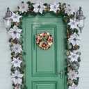 Winlyn 26 Set 3 Style Christmas Silver Glitter Poinsettia Flowers Picks Xmas Tree Ornaments and 12 Yards Decorative Silver Glittered Wired Ribbon for Silver Christmas Tree Wreath Garland Holiday Dcor