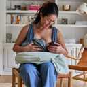 My Brest Friend Nursing Pillow - Deluxe - Enhanced Comfort w/Slipcover - Ergonomic Design for Ultimate Breastfeeding Support for Mom & Baby - Adjustable Backrest and Handy Side Pocket, Spring Green