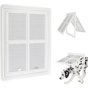 NAMSAN Dog Screen Door, Passage Size 12 x 16 inches, Dog Door for Screen Door, Large Pet Door for Sliding Door, Magnetic Automatic Closing, Self-Assembly, Lockable, White