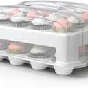 Top Shelf Elements Cupcake Carrier, EXTRA LARGE LID, White Cupcake Holder Carries 24 Standard-Size Cupcakes, Muffin Traveler Two Tier Stand Reusable Cupcake Box
