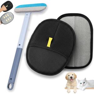 Pet Hair Removal Glove for Dogs & Cats, Newly Upgraded Reusable Electrostatic Pet Hair Remover, Gentle Effective Portable Magic Brush Pet Hair Tool for Clothes, Furniture, Carpet, Car Seats