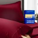 Thread Spread 100% Egyptian Cotton Pillow Cases Queen Size Set of 2 - Luxury 1000 Series Paradise Collection Queen Pillow Cases (Burgundy), Soft Cooling Sateen Hotel Egyptian Cotton Pillowcases, Standard / Queen Pillowcases