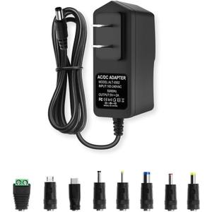 5V 2A Power Supply Adapter, AC to DC 5V Power Adapter Cord, 100-240 50/60Hz AC Input to DC 5Volt 2Amp Universal Transformer, 5.5mm x 2.5mm Plug & 8 Tips