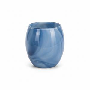 Dynasty Gallery Votive Candle Holder Glass Aqua and White Small Vase