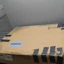 BHG Metal No-Assembly Freestanding Dog Gate with Door Walk Through, Extra Wide 96", Extra Tall 32" Pet Gate, Accordion Puppy Folding Playpen Dog Fence, with 2PCS Support (Black, 8 Panels)