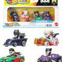 Hot Wheels RacerVerse, Set of 4 Die-Cast 1:64 Scale Toy Cars Optimized for Driving on Hot Wheels Tracks with Pop Culture Characters as Drivers