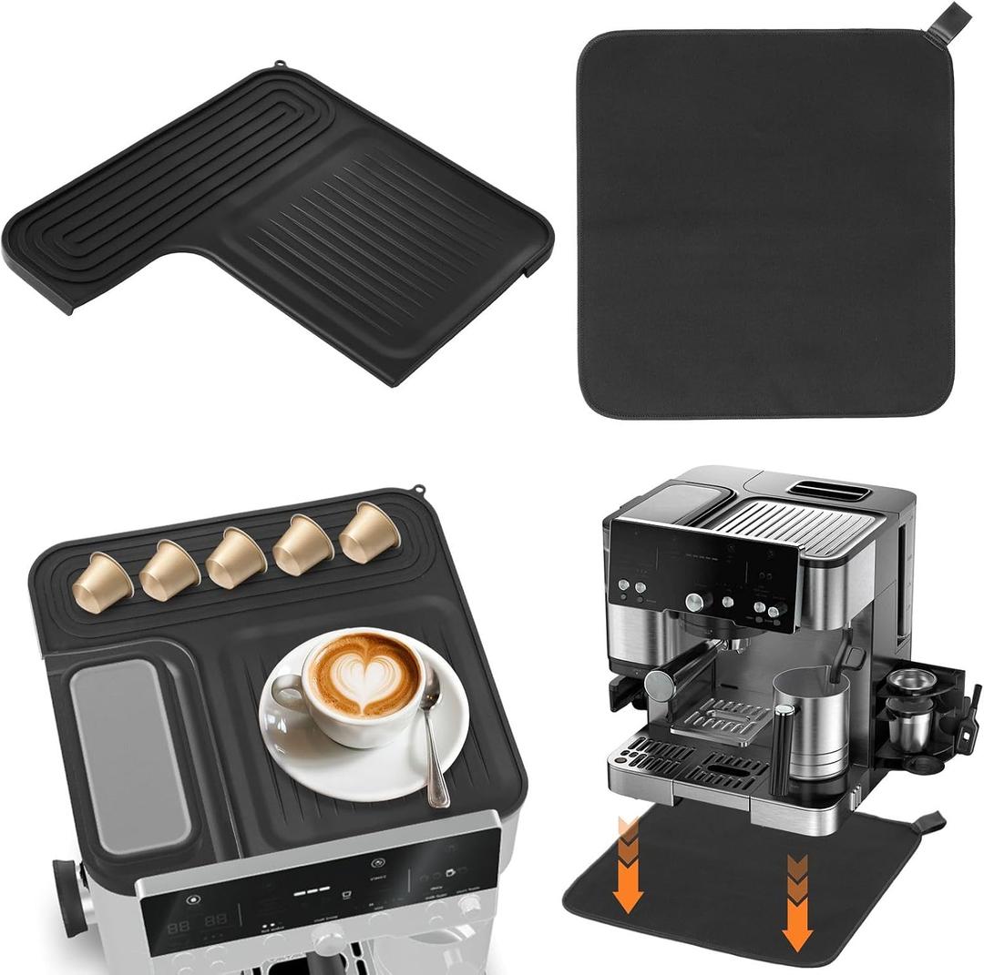 2 Pcs Top Mat & Sliding Mat for Ninja Espresso Coffee Machine ES601/ES701, Smooth Glide Sliding Mat with Non-Slip Base, Perfect Accessories rinder Access Unblocked, Waterproof, Heat-Resistant