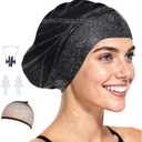 Extra-Large Swim Cap Made OF durable silicone, With a Waterproof design that fully covers the ears; Ideal For long, thick curly hair, Braids, and African Hairstyles